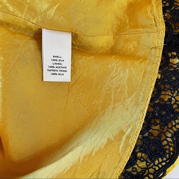 Anthro Moulinette Soeurs Brighter Seasons Mustard Floral 100% Silk Dress -Size 0 - Picture 6 of 11